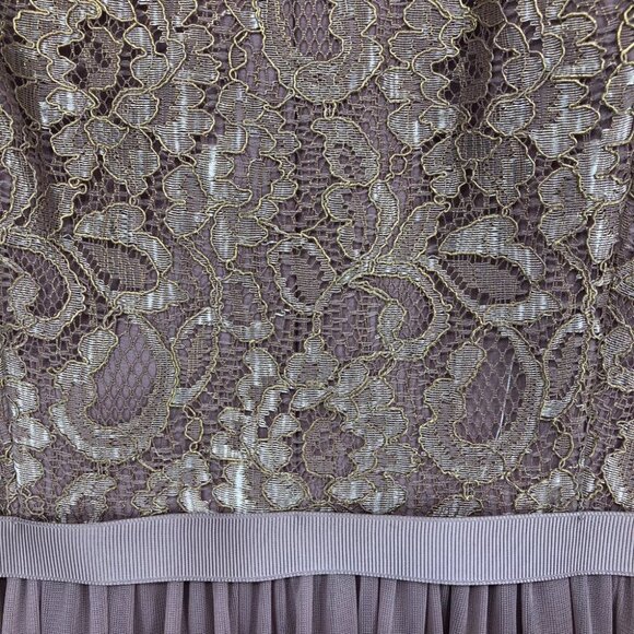 NWT David’s Bridal Rose  Gold Metallic Empire Mesh Maxi Bridesmaids Dress size 4 - Picture 10 of 16